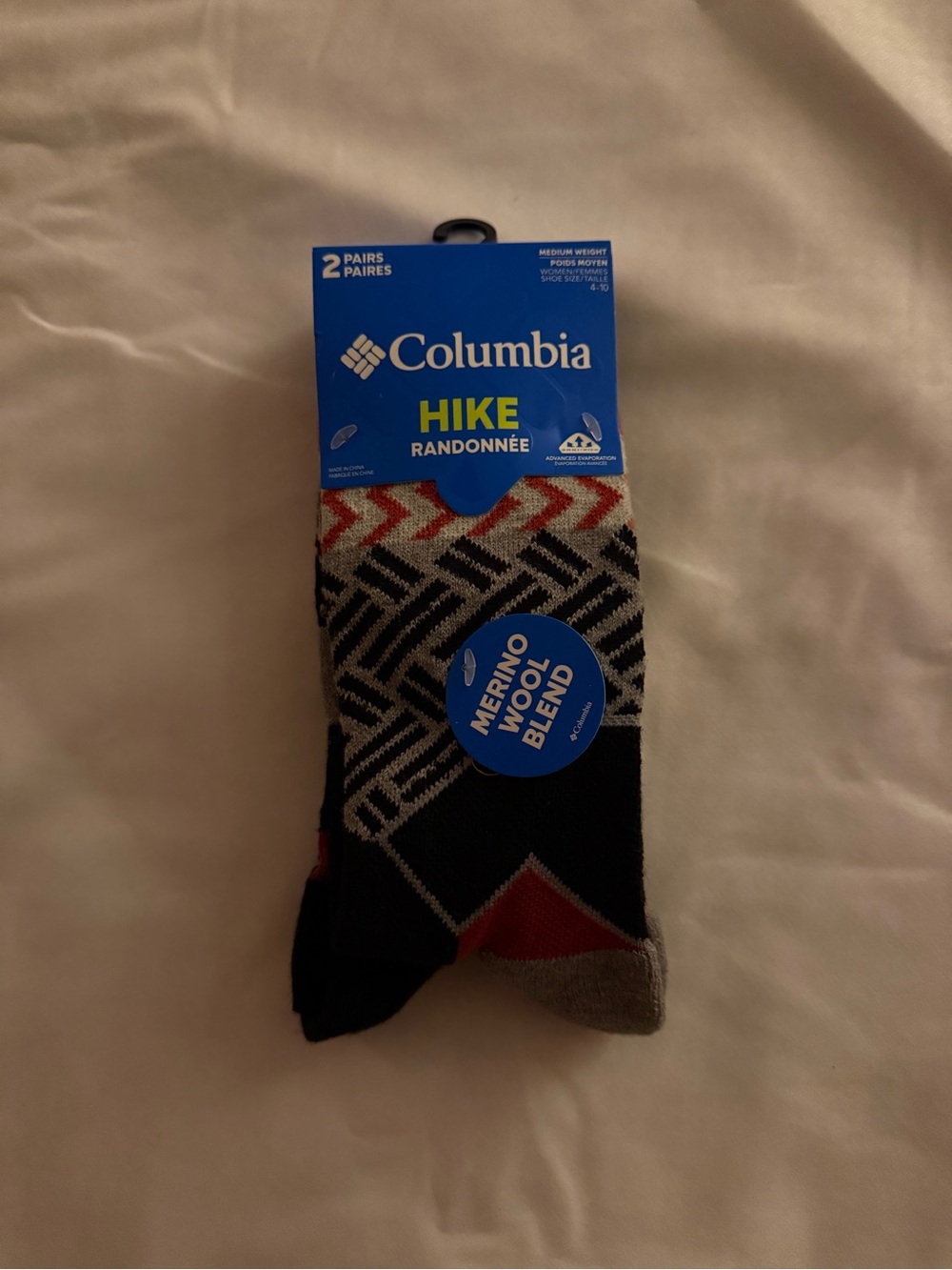 Columbia Hike Crew Socks - Black, Red & Gray